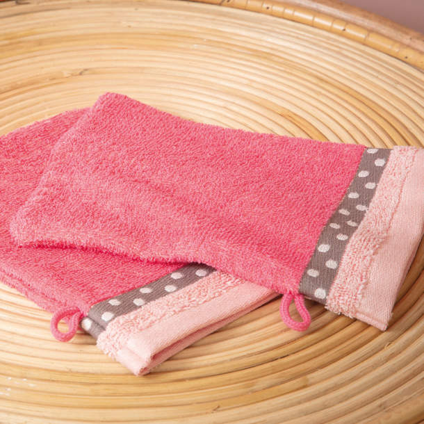 2 Gants de toilette Rose blush