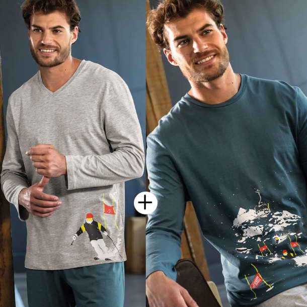 2 Pyjamas homme Sport d'hiver