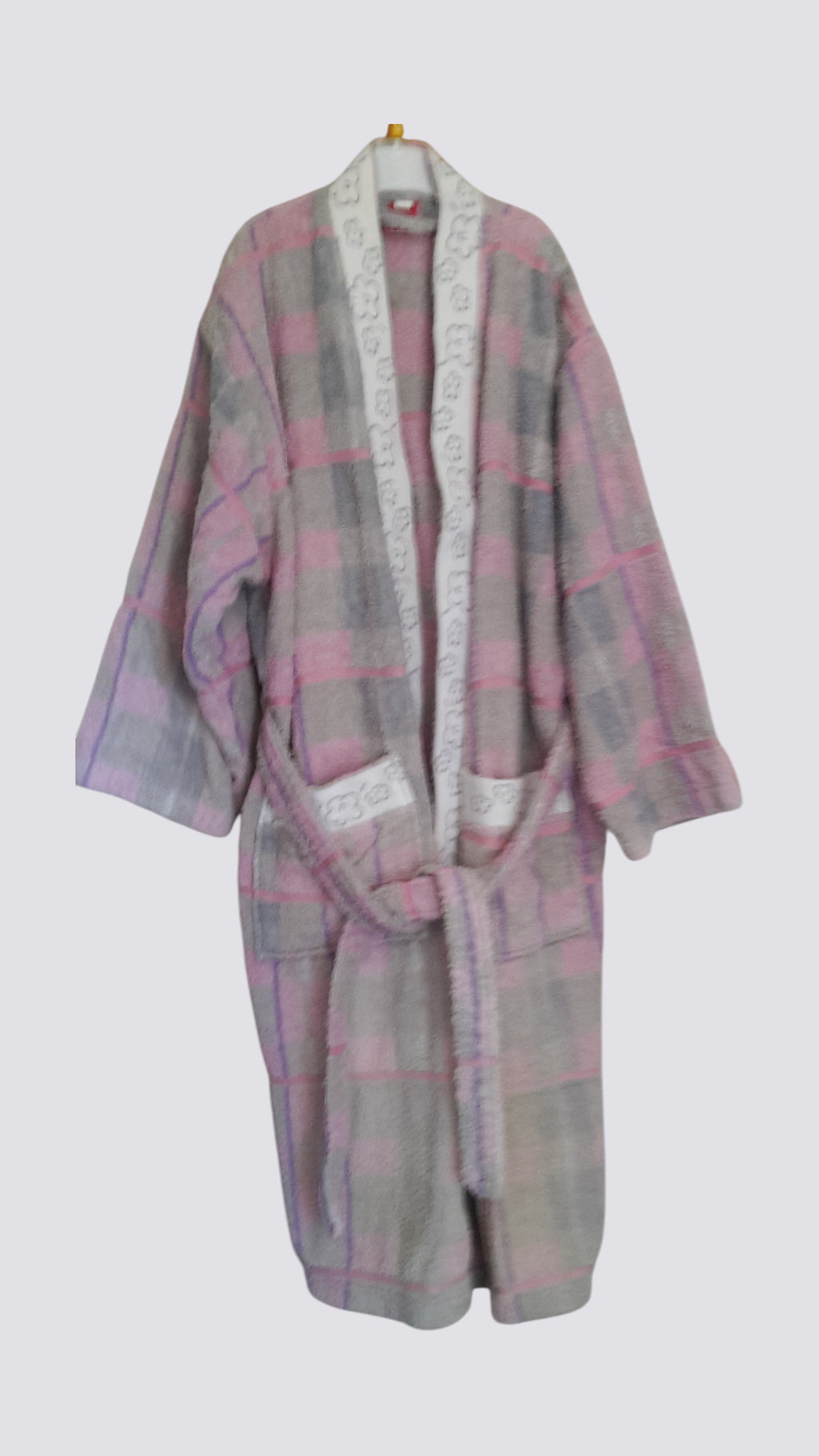 Ensemble de bain Peignoir Drap Gants Tapis motif carreaux