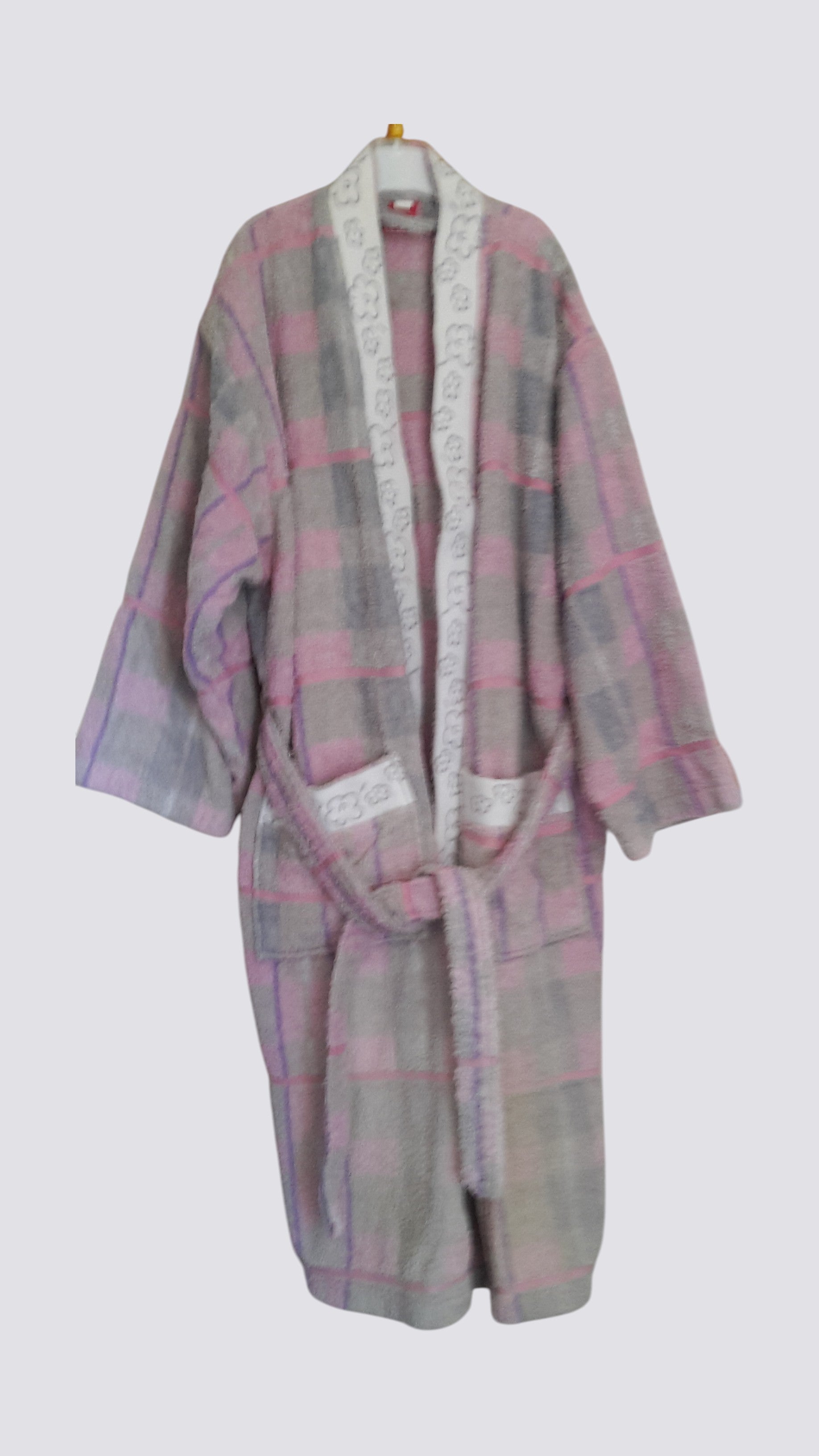 Ensemble de bain Peignoir Drap Gants Tapis motif carreaux